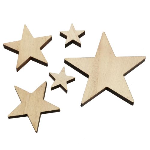 Floristik24 Estrellas navideñas de madera mezcla natural 2.5cm - 7.5cm 40pcs