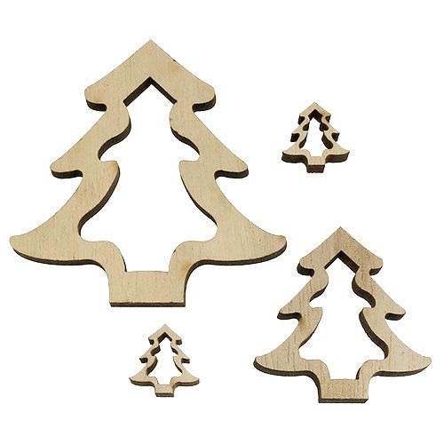 Floristik24 Decoración de madera árbol de Navidad naturaleza 2cm - 8cm 32pcs