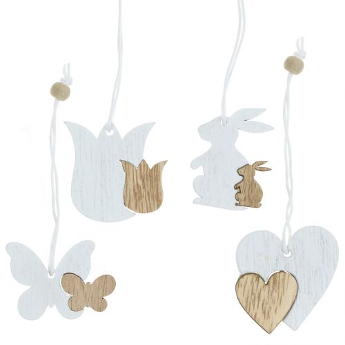 Floristik24 Percha decorativa primavera blanco / naturaleza 12pcs