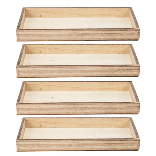 Artículo Bandeja rectangular de madera, práctico organizador, versátil, diseño robusto, 30cm, 4 piezas