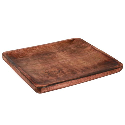 Artículo Bandeja de madera bandeja decorativa rectangular marrón oscuro esmaltada 30×25cm