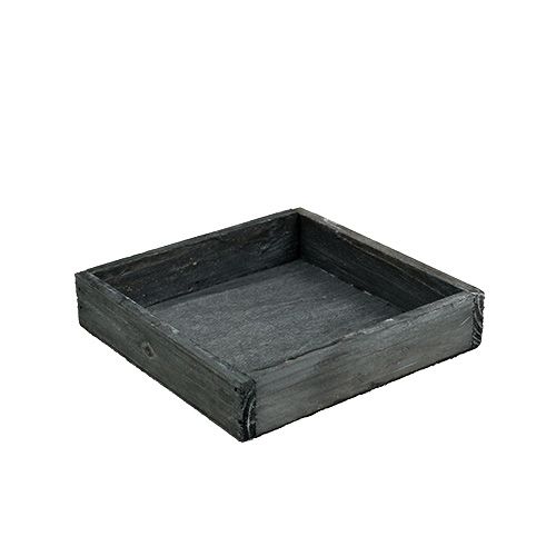 Floristik24 Bandeja de madera gris 14cm x 14cm x 3cm