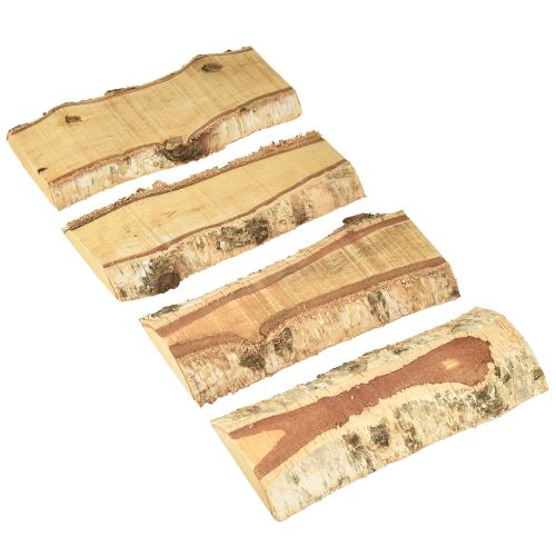 Artículo Bandeja de madera con decoración de corteza de árbol de abedul 25×10×2cm 4 piezas