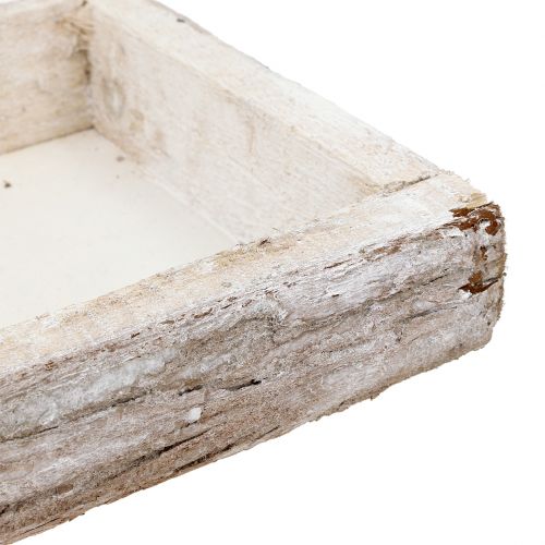 Artículo Bandeja de madera con corteza natural blanqueada 59×20cm 2ud