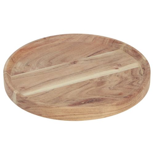 Bandeja de madera bandeja redonda de madera de acacia tabla de cortar natural Ø25cm