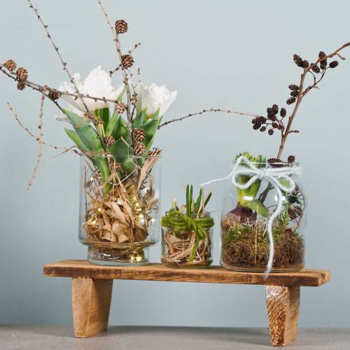 Floristik24 Bandeja de madera con pies natural 58cm H10cm