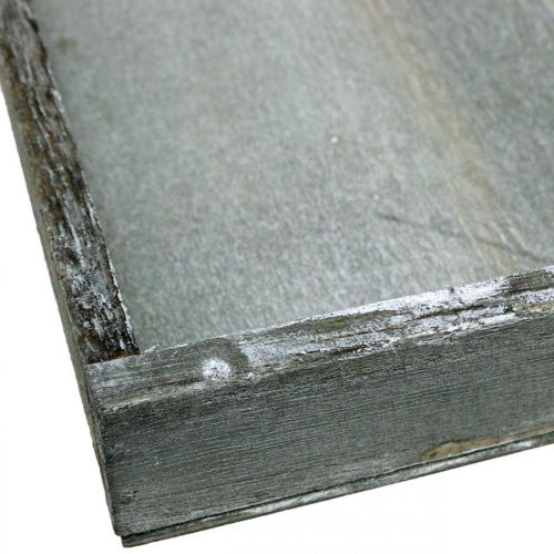 Artículo Bandeja de madera cuadrada gris, decoración de mesa blanca Shabby Chic 24,5×24,5cm