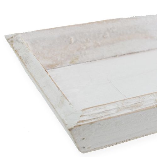Floristik24 Cuenco de madera blanco 35cm x 11cm