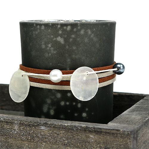 Floristik24 Bandeja de madera con 3 vasos candelitas gris, plateado