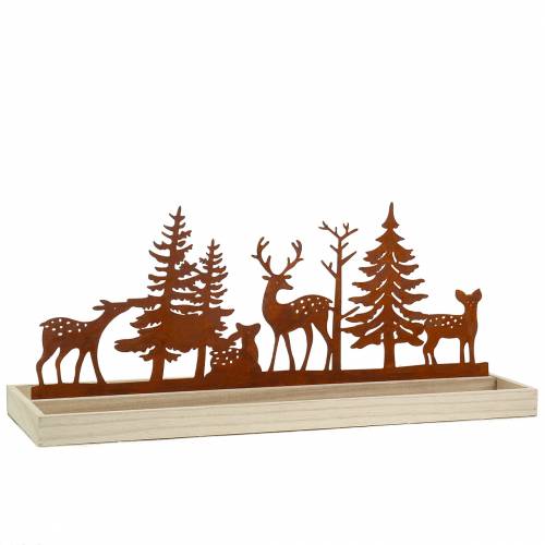 Floristik24 Bandeja de madera bosque con animales 50cm x 17cm