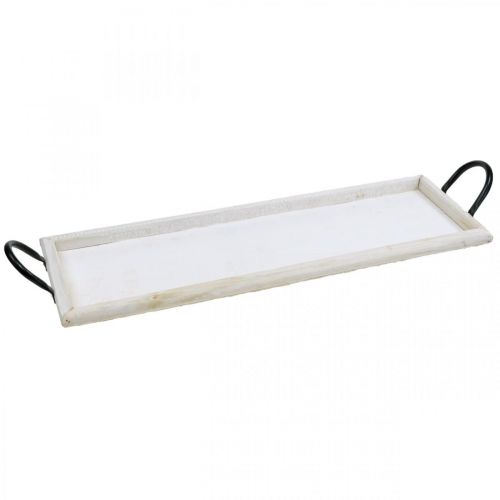 Floristik24 Bandeja para decorar, bandeja para plantas con asas, bandeja para velas de madera blanqueada L50cm