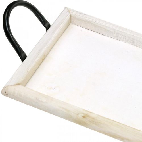 Floristik24 Bandeja para decorar, bandeja para plantas con asas, bandeja para velas de madera blanqueada L50cm