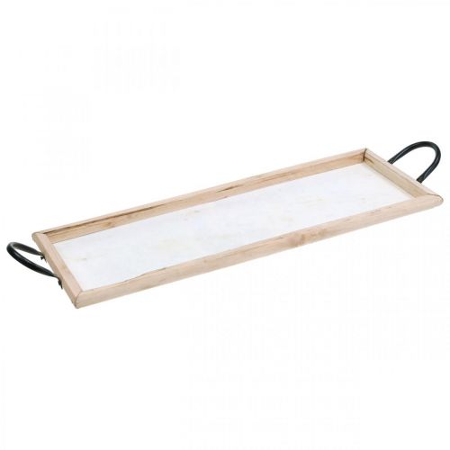 Floristik24 Bandeja de madera con asas de metal, cuenco para plantas, bandeja decorativa natural L50cm