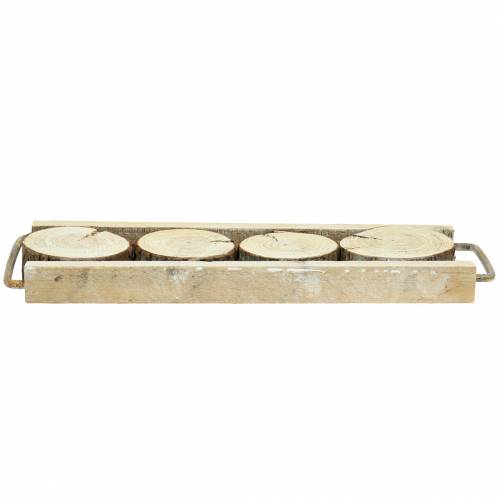 Floristik24 Bandeja decorativa de madera con rodajas de árboles 34cm x 12cm H3cm