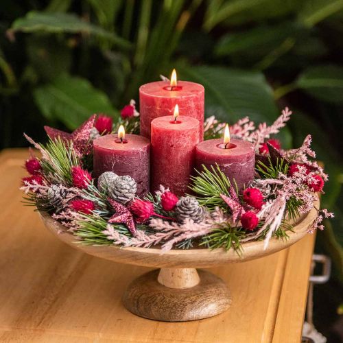 Floristik24 Bandeja de madera, bandeja decorativa, plato decorativo redondo Ø30cm H12cm