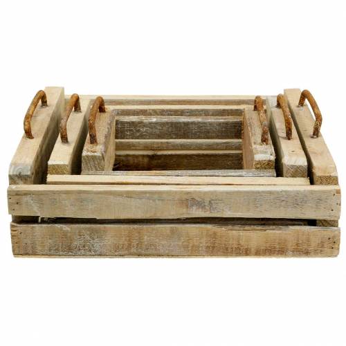 Floristik24 Bandeja de madera con asas cuadrada 30×30/24×24/18×18cm juego de 3