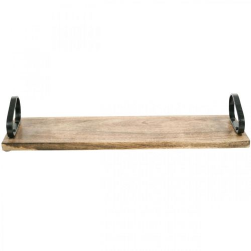 Artículo Bandeja de madera, bandeja decorativa con asas de metal, decoración de mesa L44cm