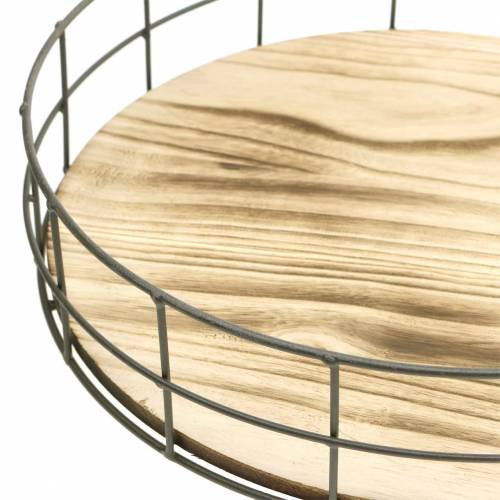 Floristik24 Bandeja decorativa redonda madera, metal natural Ø25/30/35cm juego de 3