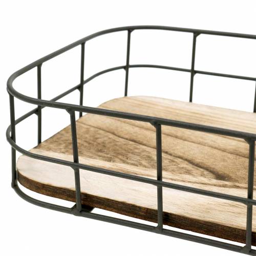 Floristik24 Bandeja de madera con borde de metal 45cm 35×25/29×19/42×14cm juego de 3
