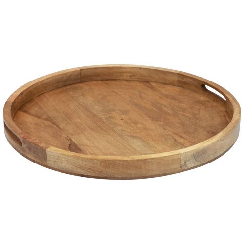 Floristik24 Bandeja de madera bandeja redonda para servir madera de mango natural Ø48cm H4cm