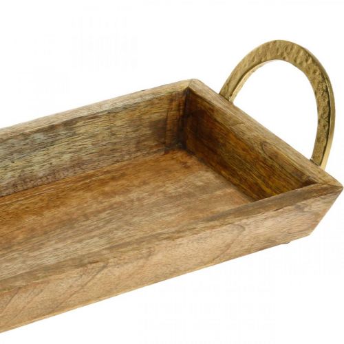 Floristik24 Bandeja de madera con asas, cuenco decorativo, madera de mango L39,5cm