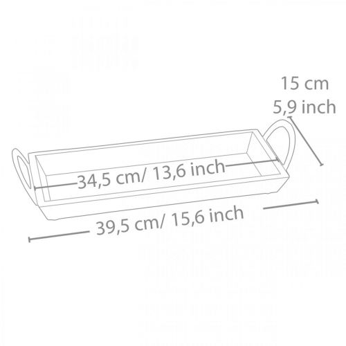 Floristik24 Bandeja de madera de mango, cuenco decorativo con asas de metal, decoración de mesa L39,5cm