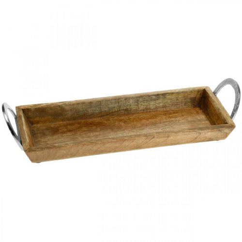 Floristik24 Bandeja de madera de mango, cuenco decorativo con asas de metal, decoración de mesa L39,5cm