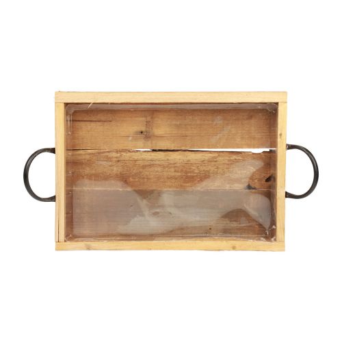 Artículo Bandeja de madera con asas bandeja decorativa negro natural 35×22,5cm