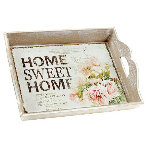 Floristik24 Bandeja de madera con texto Home Sweet Home
