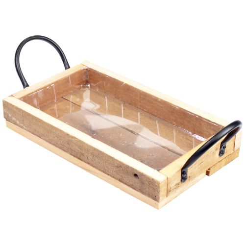 Floristik24 Bandeja de madera con asas bandeja decorativa negro natural 30×17×5cm