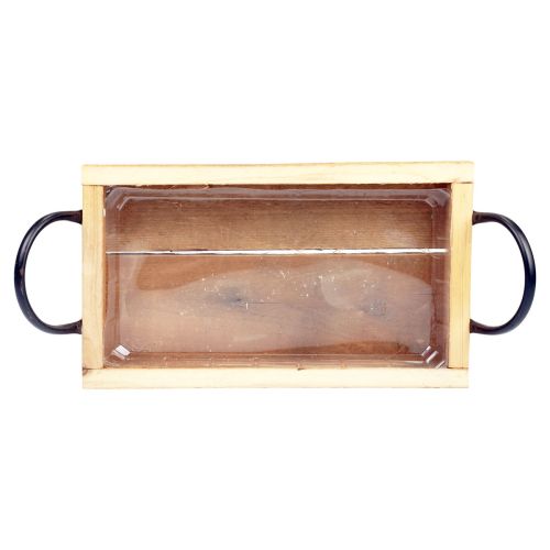 Floristik24 Bandeja de madera con asas bandeja decorativa negro natural 30×17×5cm