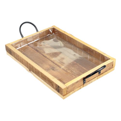Artículo Bandeja de madera con asas bandeja decorativa negro natural 40×27,5×5cm