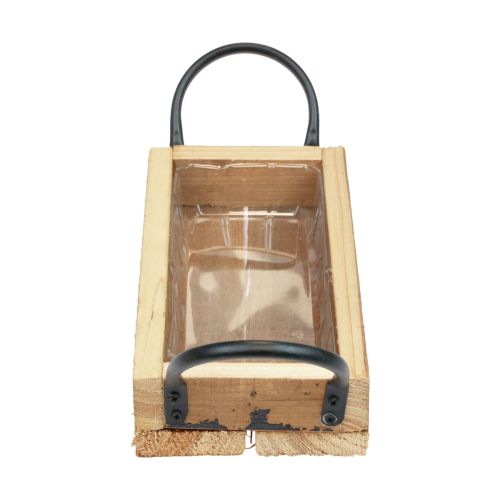 Floristik24 Bandeja de madera con asas bandeja decorativa negro natural 25×12,5×5cm