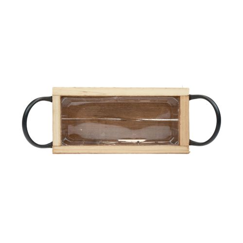 Floristik24 Bandeja de madera con asas bandeja decorativa negro natural 25×12,5×5cm