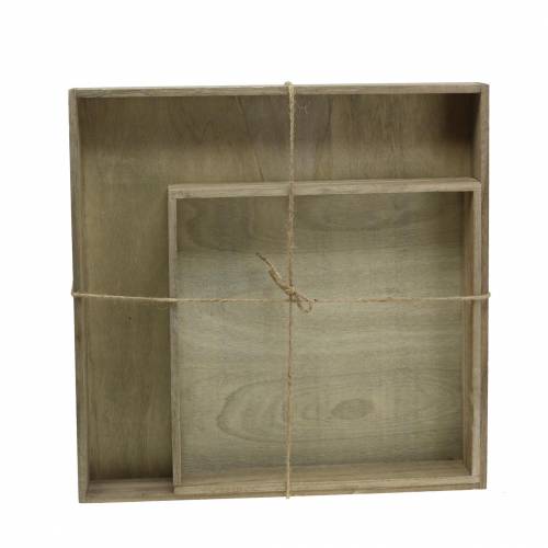 Floristik24 Bandeja de madera natural set de 2 cuadrados 40x40/30x30cm
