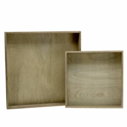 Floristik24 Bandeja de madera natural set de 2 cuadrados 40x40/30x30cm