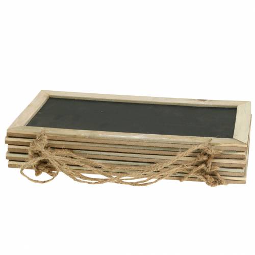 Floristik24 Tablero de pizarra con borde de madera para colgar natural 30x15cm 5uds