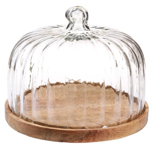 Artículo Plato de madera con cúpula de queso plato decorativo madera Ø29cm H22cm