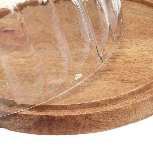 Artículo Plato de madera con cúpula de queso plato decorativo madera Ø29cm H22cm