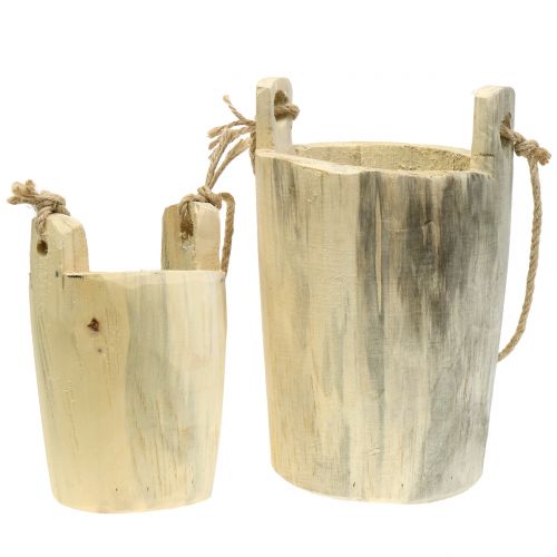 Floristik24 Maceta de madera para colgar la naturaleza 2pcs