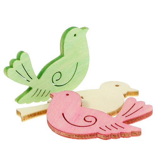 Floristik24 Pájaros de madera 4cm - 4,5cm pastel surtido 72 piezas
