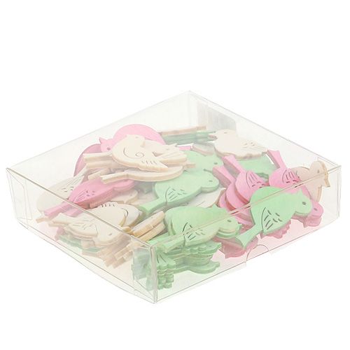 Floristik24 Pájaros de madera 4cm - 4,5cm pastel surtido 72 piezas