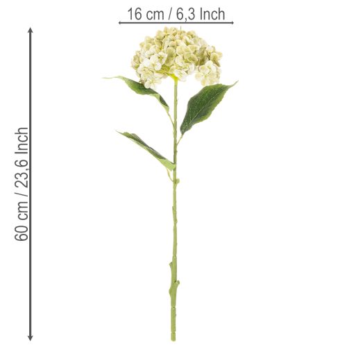 Flor de hortensia artificial con tallo largo y hojas, 60 cm. | Floristik24.es