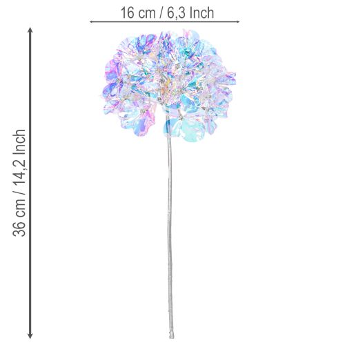 Rama de hortensia artificial en flor con colores iridiscentes, 36 cm, 2 unidades | Floristik24.es