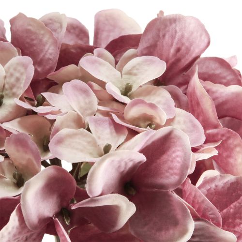 Artículo Hortensia artificial realista de seda con flores rosas de 52 cm.