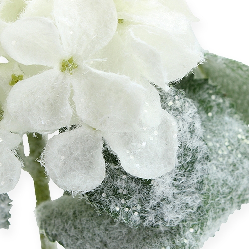 Artículo Hortensia blanca con efecto nieve 25cm