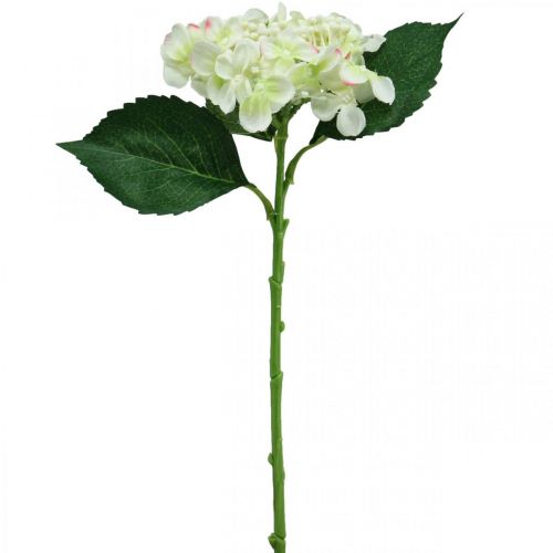 Floristik24 Hortensia, flor de seda, flor artificial para decoración de mesa blanco, verde L44cm