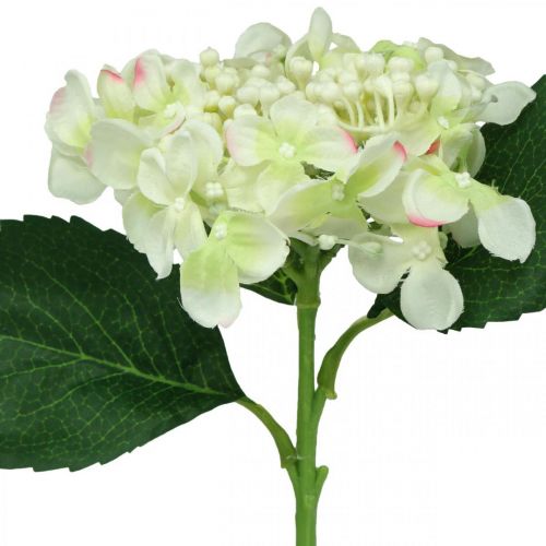 Floristik24 Hortensia, flor de seda, flor artificial para decoración de mesa blanco, verde L44cm