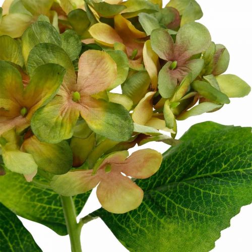Floristik24 Hortensia artificial Verde, Flor artificial amarilla Al. 35 cm