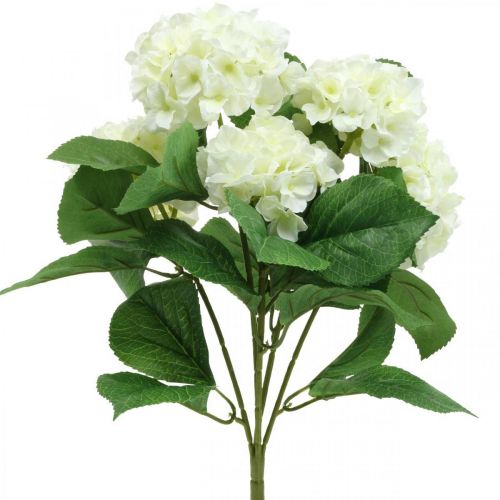 Artículo Hortensia flores artificiales de seda blanca ramo decoración de verano 42cm